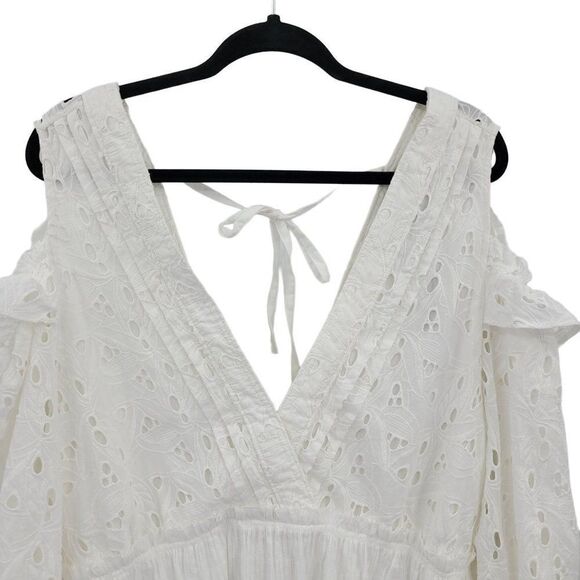 IRO Dress Cottagecore Eyelet Lace Cutout Ruffle Puff Sleeve Mini Babydoll M - Picture 8 of 17